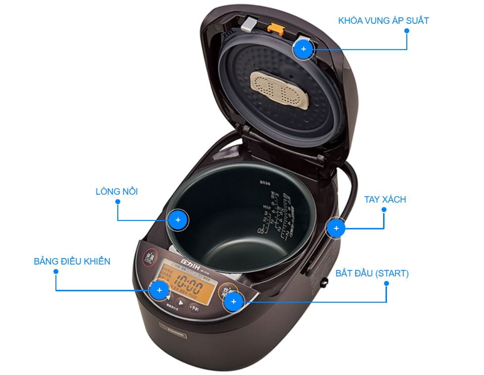 Cấu tạo nồi cơm điện Zojirushi cao tần áp suất Cấu tạo nồi cơm điện Zojirushi cao tần áp suất