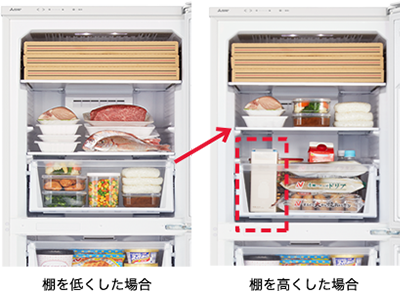 Kệ kính điều chỉnh độ cao trong tủ cấp đông Mitsubishi MF-U22K-W